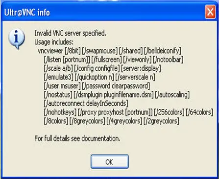vnc viewer invalid vnc server specified vnc viewer invalid vnc server specified